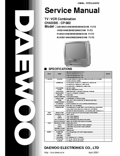 Daewoo GB14H3 F14H3 K21H4 Service Manual TV/VCR Combination TCP082AEFO [mod. GB14H4, GB20H3, GB20H4, GB21H3, 14H3, 14H4, 20H3, 20H4, 21H3, F14H4, F20H3, F20H4, F21H4, K14H3, K14H4, K20H3, K20H4] - Part 1/3, pag. 54